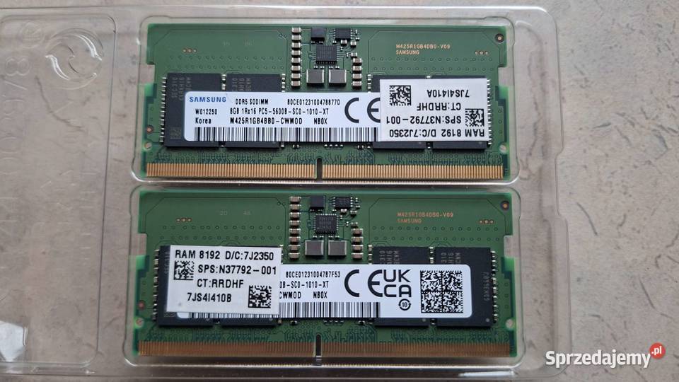 DDR5 16GB SODIMM 5600MHz Samsung 2x8GB Pamięci małopolskie Kraków