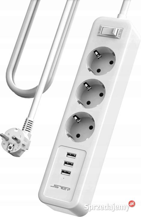Listwa zasilająca 3x230V 3xUSB 3680W 16A z Myszyniec