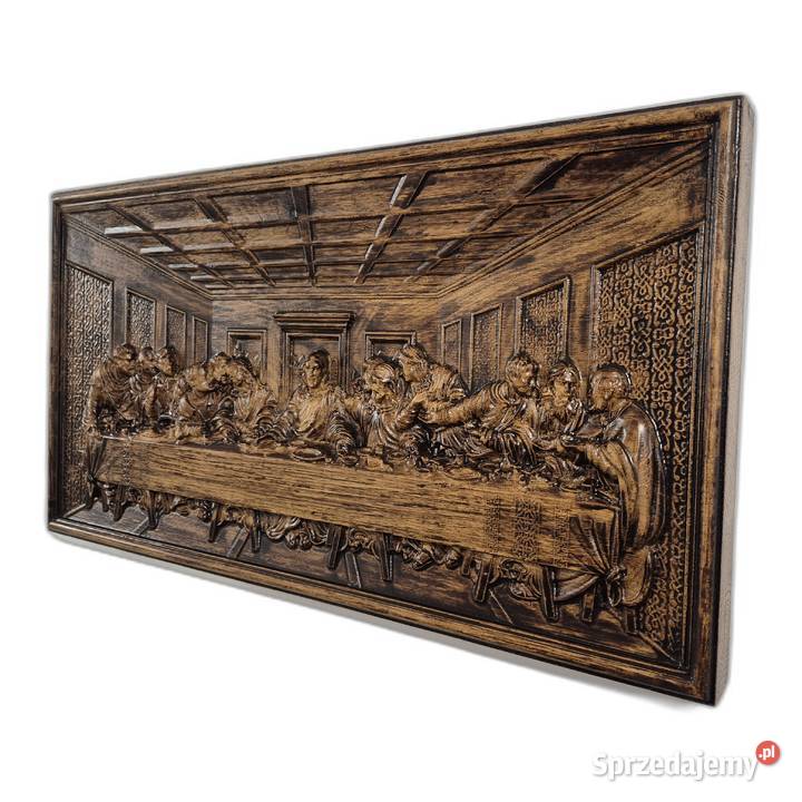 Płaskorzeźba w dębie Ostatnia Wieczerza Prezent zachodniopomorskie Malechowo