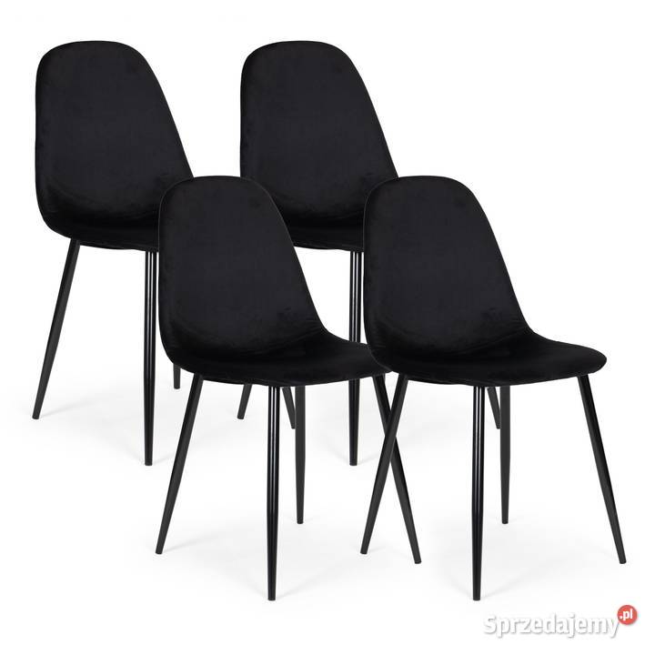 Komplet 4 krzeseł welurowych czarny 46cm opolskie