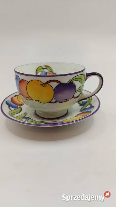Filiżanka ze spodkiem mała owocowe zdobienie Zamość