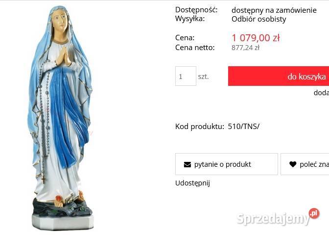 Duża i stara Figura Matki Boskiej Uszkodzona Kraków