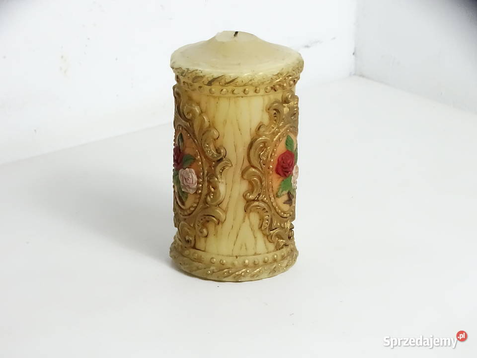 Ozdobna świeca ozdobna rzeźbiona vintage barok z Biłgoraj sprzedam