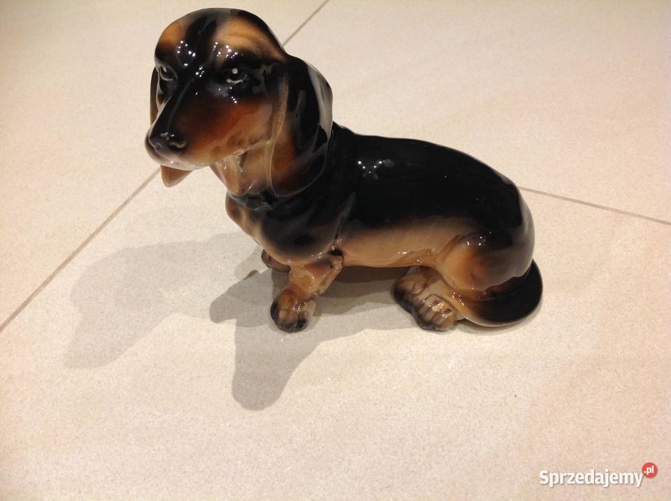 Stara Porcelanowa Figurka Jamnik Pies Sygnowana Nowa Sól sprzedam