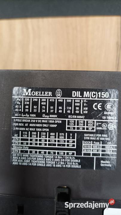Stycznik Mocy Moeller DIL M 150 Leśna
