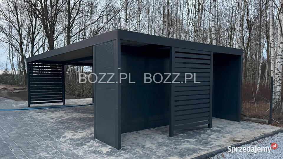 Wiata garażowa na 2 samochody z miejscem na
