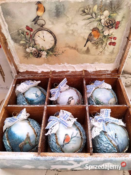 Bombki Decoupage rękodzieło zestaw w pudełku Czarków