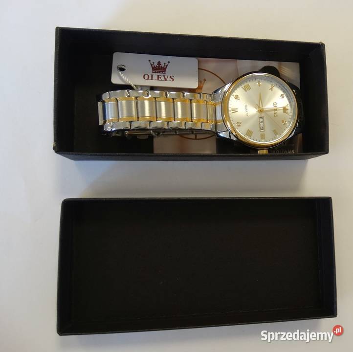 Klasyczny zegarek męski Olevs 40mm srebrno złoty lubuskie