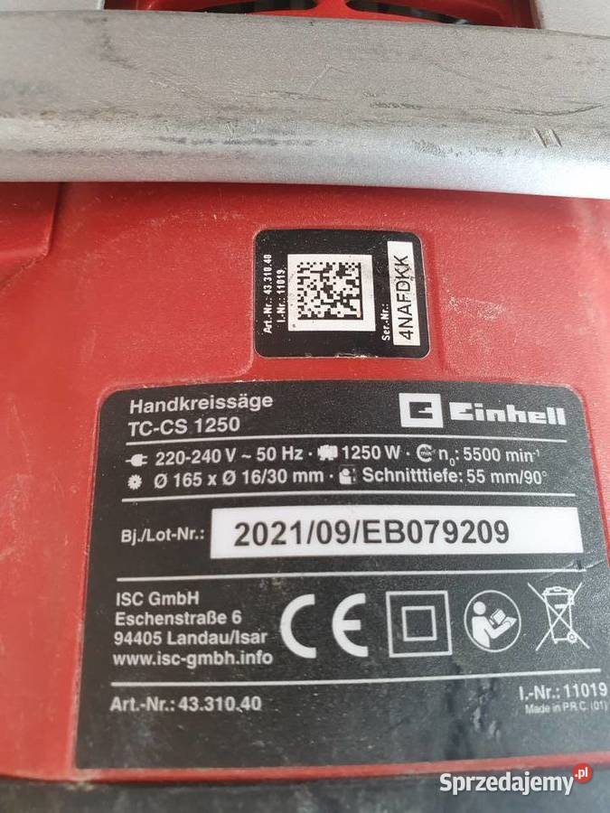 TCCS 1250 PILARKA TARCZOWA EINHELL BĄCZEK Dobre Miasto