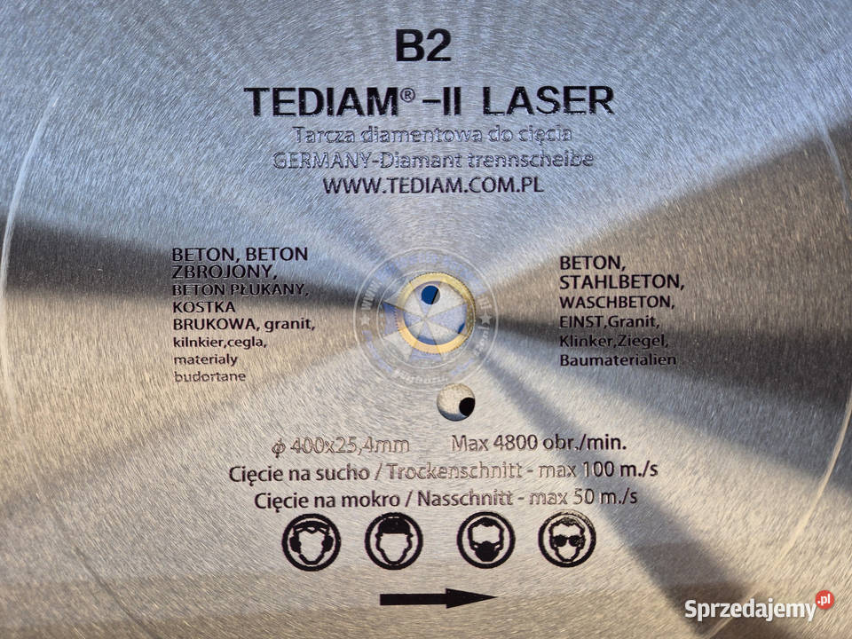 Tarcza diamentowa 400mm x h10mm 100ms B2 tarcza Nowe
