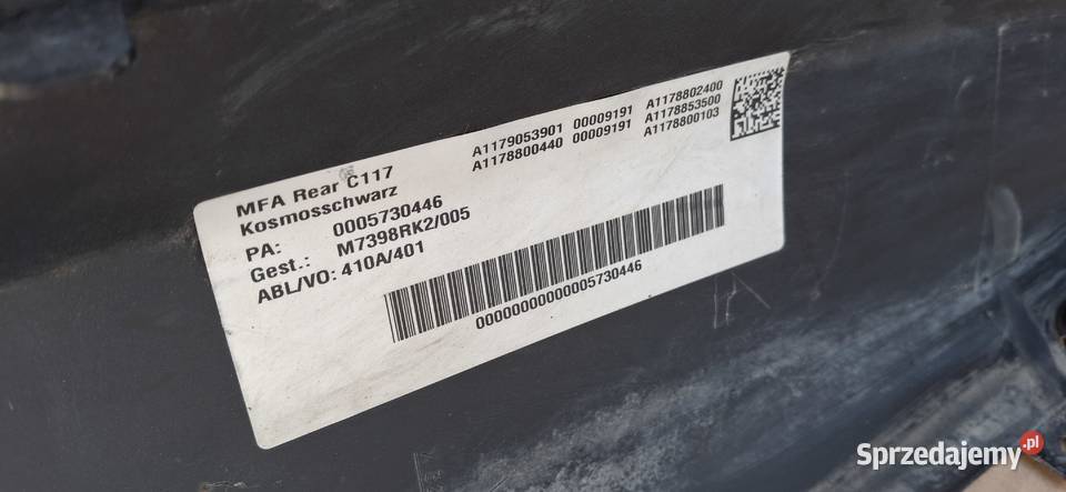 MERCEDES CLA W117 ZDERZAK TYŁ TYLNY 6xPDC