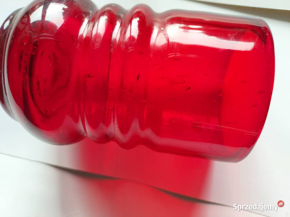 Wazonikszklanka grube szkło czerwone PRL Wrocław sprzedam