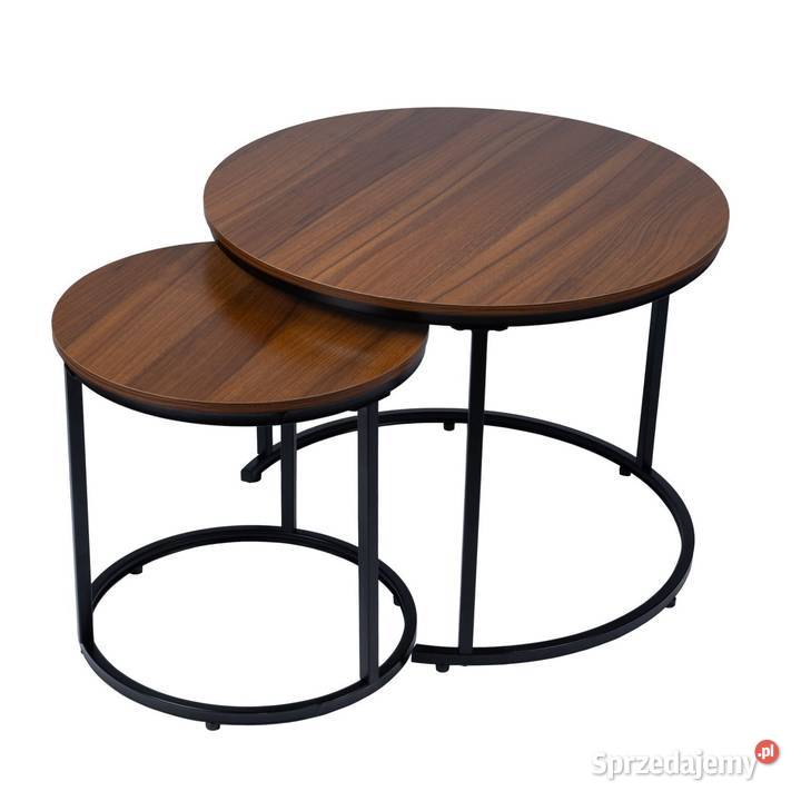 Nowoczesne stoliki kawowe okrągłe zestaw 2w1