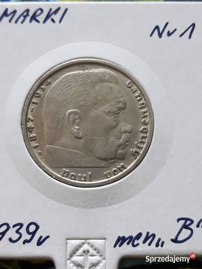 2 Marki Paul von Hindenburg 1939 r men B 1 Numizmatyka Konin