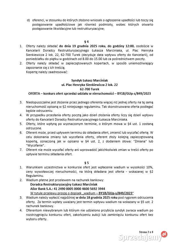 Syndyk sprzeda udział 5112 nieruchomości we wsi Sępólno Krajeńskie