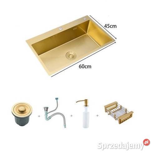Zlew jednokomorowy złoty 60x45 Gold 1c