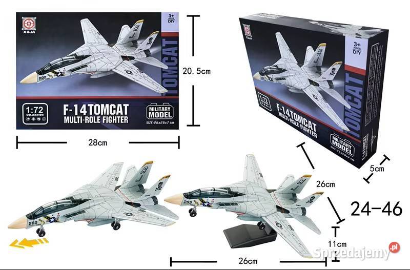 Samolot F14 Tomcat Diecast Skala 172