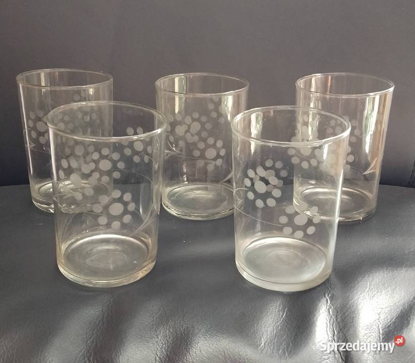 Szklanki Prl szkło rżnięte kujawsko-pomorskie Nakło nad Notecią