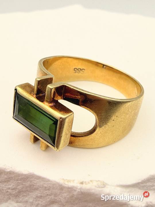Wykwintny Złoty Pierścionek Vintage Modernist złoto Pierścionki Szczecin