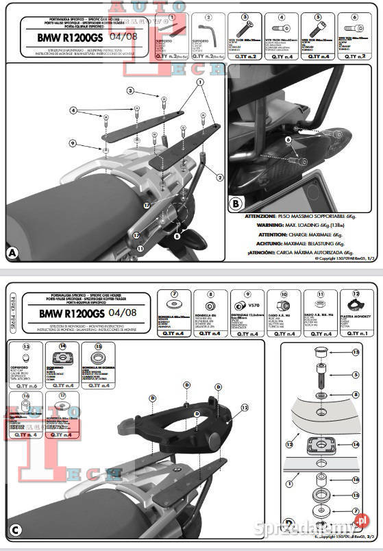 ESTW 3 KUFRÓW STELAŻE 2 BMW GS 1200 042012 3644l warmińsko-mazurskie Mrągowo sprzedam