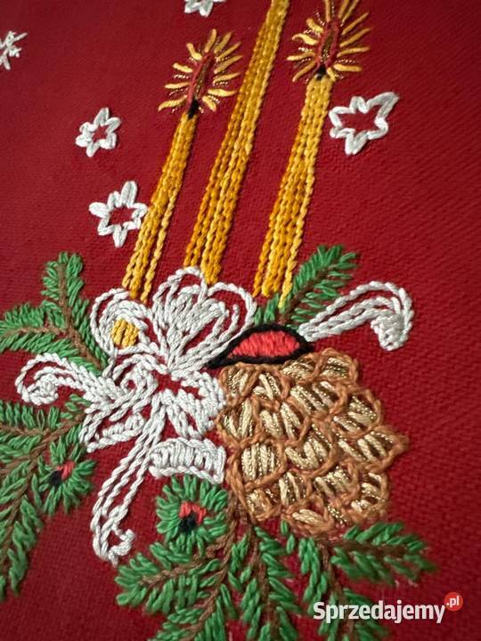 bieżnik ręcznie haftowany motywy Świąteczne Zabrze