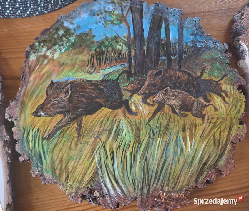 Obraz malowany ręcznieDziki w lesie Strzyżów
