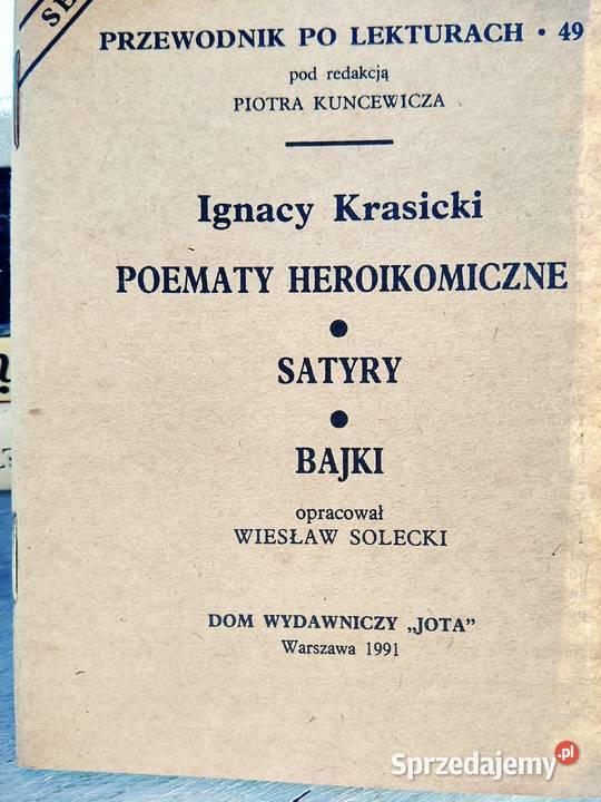 Krasicki Bajki Satyry Poematy heroikomiczne mazowieckie Warszawa