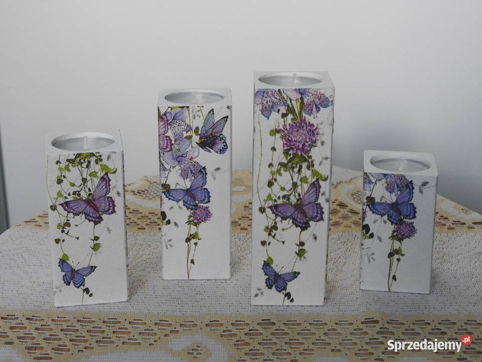 Wieczne świeczniki zestaw handmade drewniane Bytom