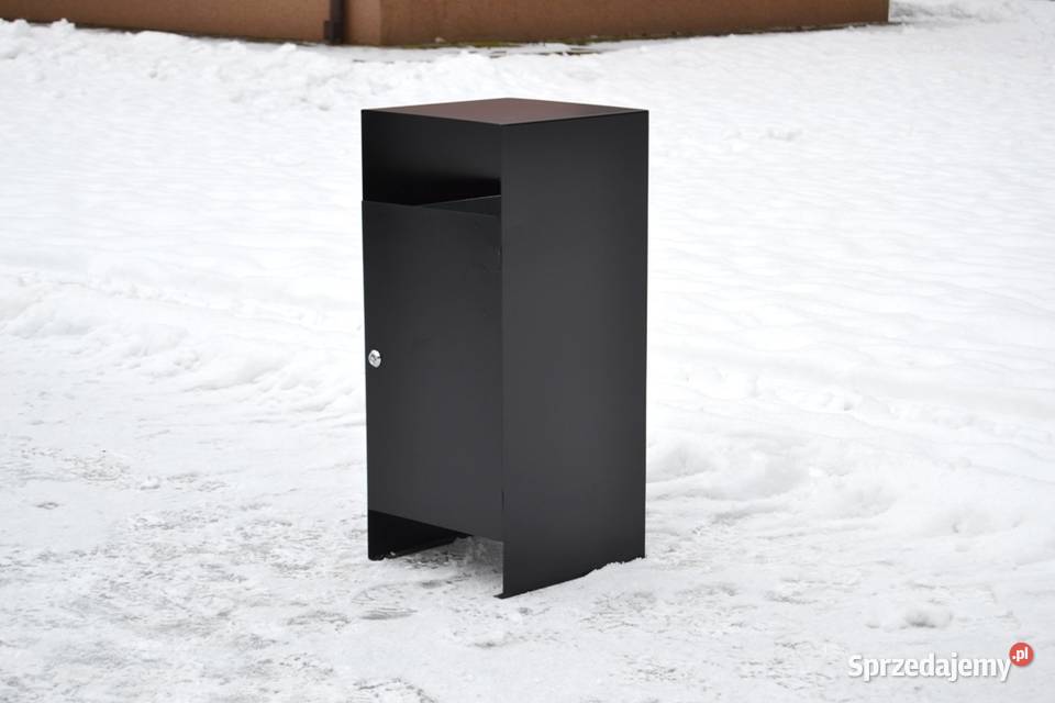 Kosz parkowy miejski stalowy z daszkiem uliczny Warszawa