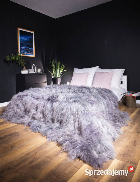 Narzuta ze skóry owczej islandzkiej szara bryza Rozmiar 180x200 Szaflary