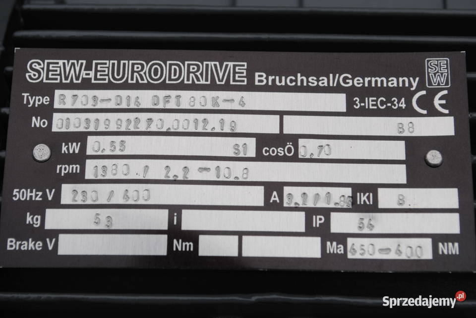 Motoreduktor 055kw z regulacją 22108obrmin Firmy Kargowa