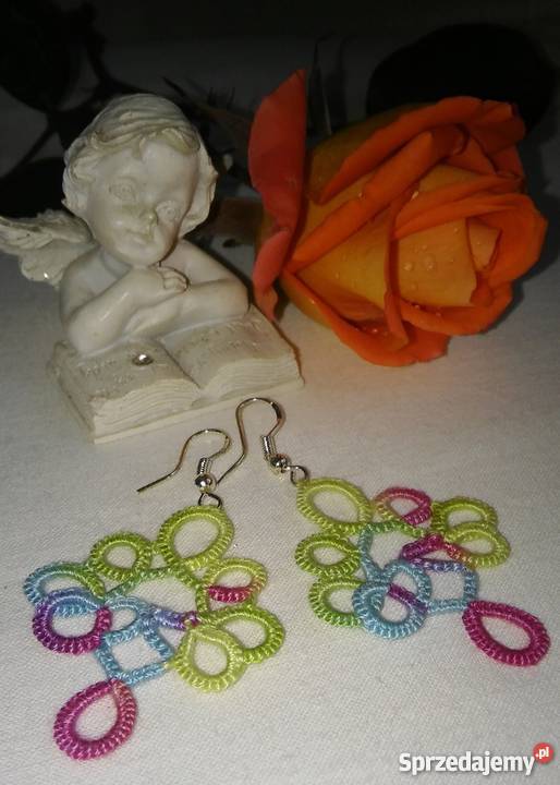 Kolczyki Frywolitkowe Wiśniowa