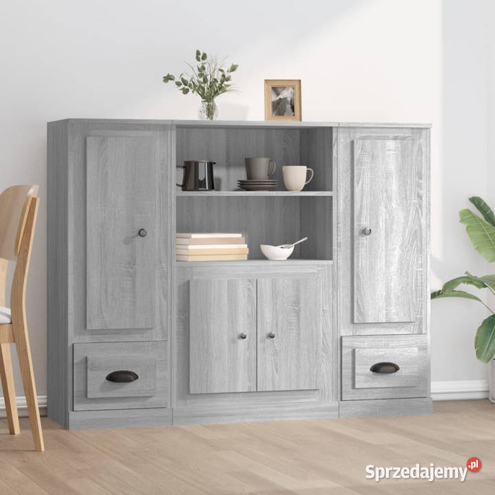 Wysokie szafki 3 szary dąb sonoma materiał Warszawa