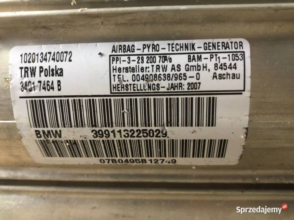 BMW SERIA 3 E9091 PODUSZKA POWIETRZNA PASAŻERA Części samochodowe Gogolin sprzedam