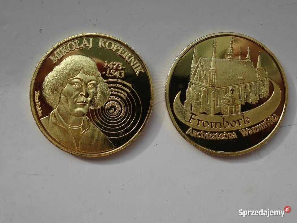 Złota Polska medal moneta Kopernik Frombork