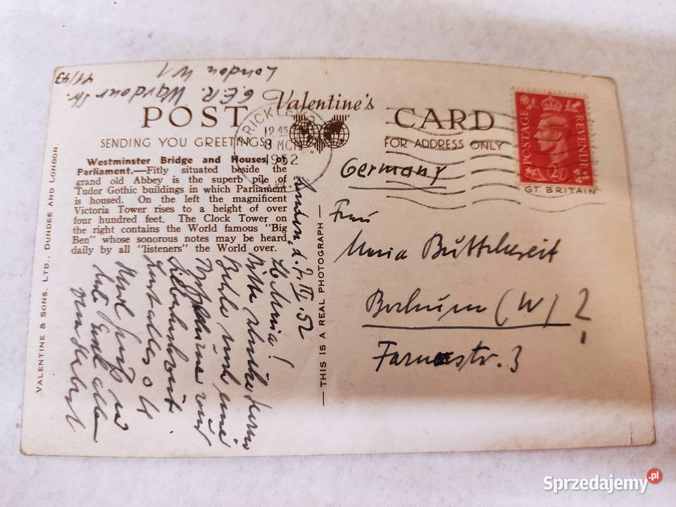 Pocztówka widokówka Pałac i most Westminsterski Głuchołazy