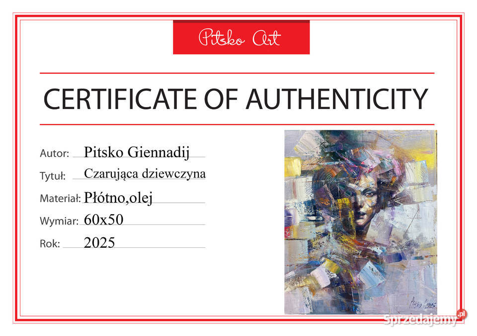 Pitsko Giennadij Czarująca dziewczyna 60x50 pomorskie Rumia