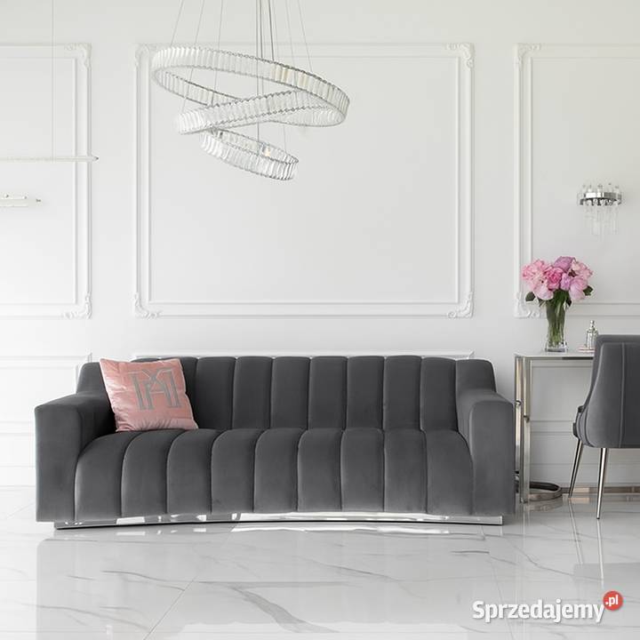 Nowoczesna sofa 3 osobowa szara na srebrnej Warszawa