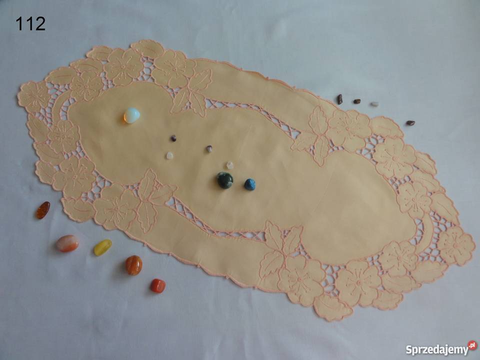 Serwetki kolorowe morelowe wyszywane haf Lublin sprzedam