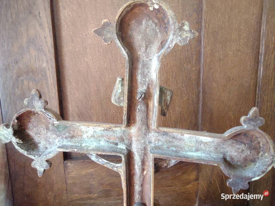 Stary krzyż krucyfiks Francja mosiądz Gniezno