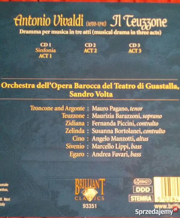Vivaldi Il Teuzzone opera 3 CD całość Warszawa