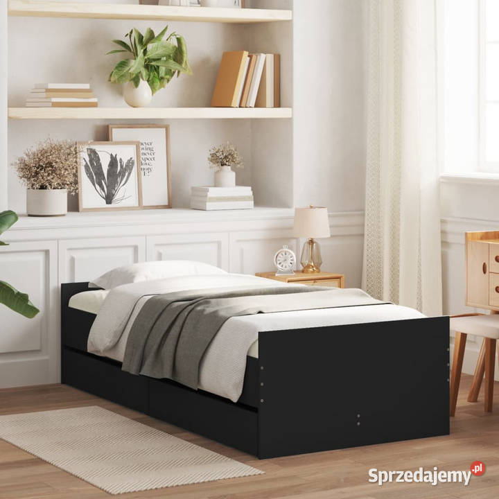 Rama łóżka z szufladami czarna 90x200 WM3207372 Warszawa sprzedam