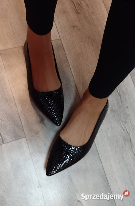 4243 Ekskluzywne Czarne baleriny wieczorowe NOWE czarny