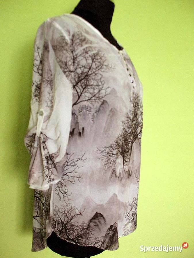 Bluzka cienka 40 L biust 110 szyfon brązowy/beżowy Siedlce