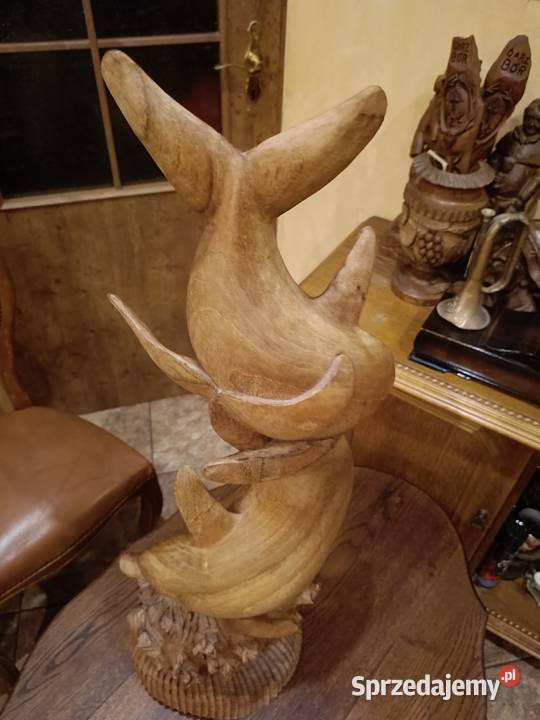 Rzeźba drewniana tańczące delfiny kujawsko-pomorskie Lipno