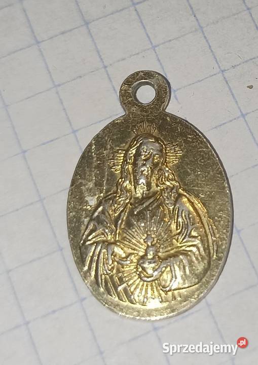Matka boska i Jezus wisiorek medalik ma 50 lat złoto Warszawa