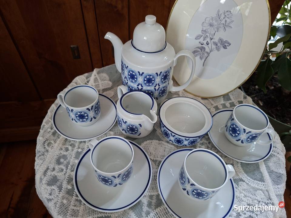 Serwis kawowy niebieski wzór Porcelana i szkło Jaktorów-Kolonia