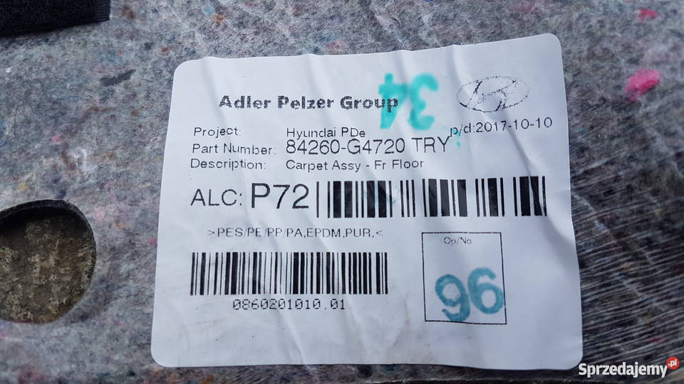 Hyundai i30 wykładzina podłogi wnętrza samochodu Legnica