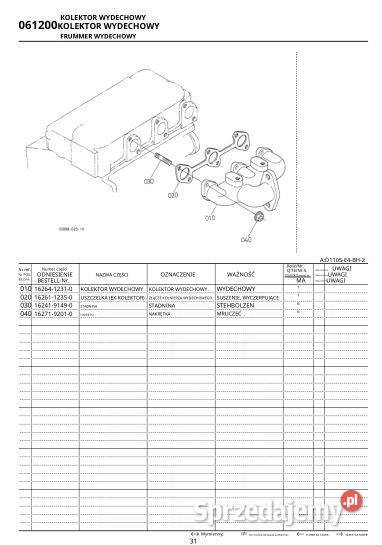 Kubota U274 katalog części zamiennych Poradniki, albumy i reportaże Kielce