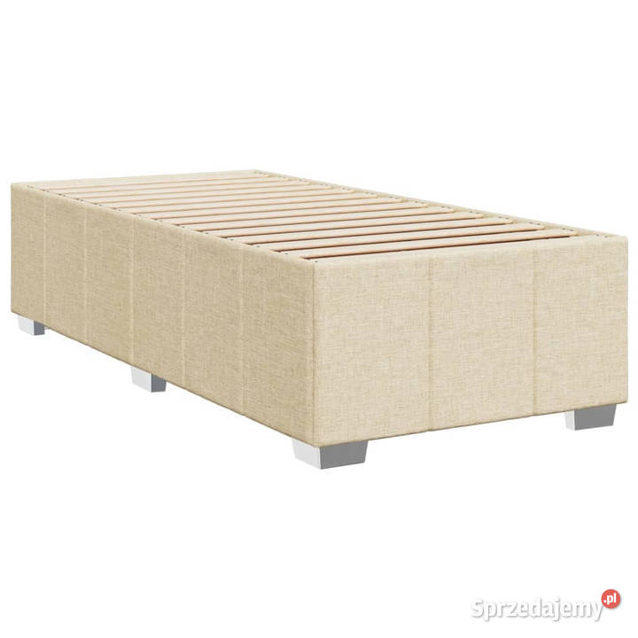 Łóżko kontynentalne z materacem kremowe tkanina 80cm sprzedam